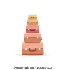 Stack of Suitcases or Luggages or handbags. Flat design style. Vector illustration