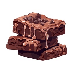 Stack Of Sweet Chocolate Brownie Icon Isolated