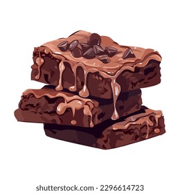 Stack of sweet chocolate brownie icon isolated