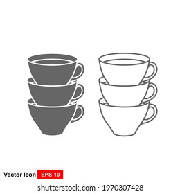 Stack Tea Coffee Cups Icon, Cup Stacking Vector Art Illustration