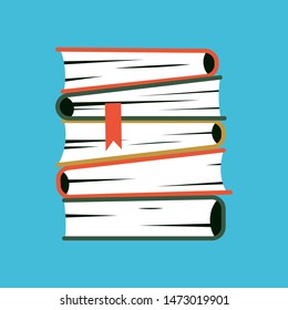 Stack Of Textbooks Vector Cartoon Illustration.