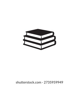 Pila de tres libros de contorno negro sobre un fondo blanco