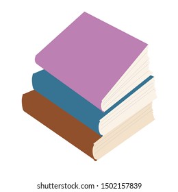 Stack of Three Books - Cartoon Vector Image