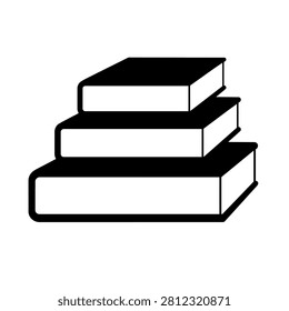 Stack of three books in a simple vector graphic design