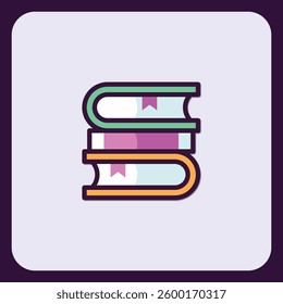 Stack of Three Colorful Books Icon for Education and Literacy