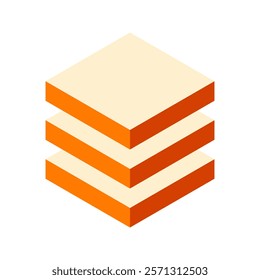 Stack of three isometric cubes in warm orange and beige tones.  Perfect for presentations, infographics, or website backgrounds needing a modern, minimalist design.