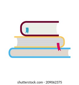 Stack of three vector colorful book icons