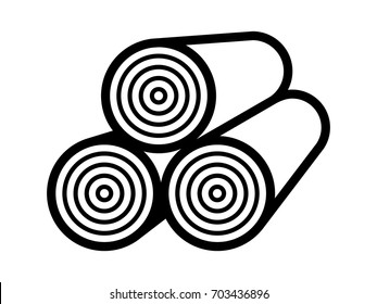 Stack of timber / lumber wood logs line art vector icon for apps and websites