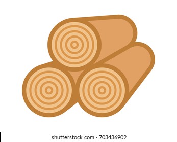 Stack Of Timber / Lumber Wood Logs Flat Vector Color Icon For Apps And Websites