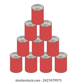 Stack of tins - hand drawn vector illustration.