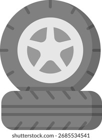 Stack of Tires with Wheel and Star Hub Icon