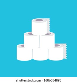 Stack of toilet paper isolated in white background. Deficit of toilet paper concept illustration.Self isolation concept