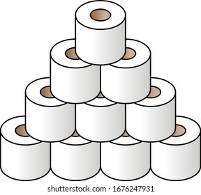 A stack of toilet tissue rolls.