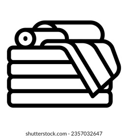 Stack of towels line icon, interior design concept, stack of folded towels vector sign on white background, outline style icon for mobile concept and web design. Vector graphics