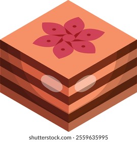 Stack of towels in sauna isometric concept, Lotus Bath Towel vector icon design, beauty personal care symbol, cosmetic dermatology sign, body aesthetics stock illustration