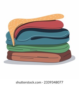 Stack of towels vector cartoon illustration isolated on a white background.
