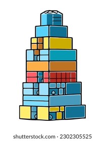 Stack of toy brick blocks icon isolated