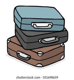 stack of travel bags / cartoon vector and illustration, hand drawn style, isolated on white background.