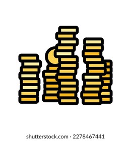 stack treasure golden color icon vector. stack treasure golden sign. isolated symbol illustration