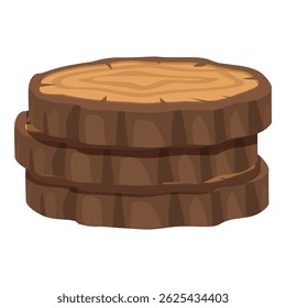 Stack of tree slices showing annual rings, wood texture, lumber industry concept
