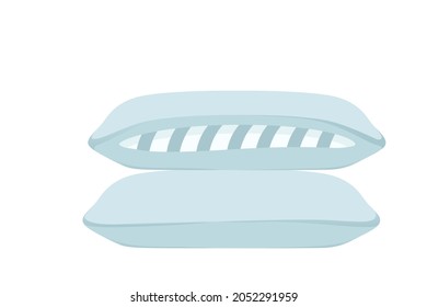 Stack of two blue sleeping pillows vector illustration on white background