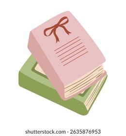 Stack of two books, one pink with a bow and one green, perfect for reading, education, and cozy lifestyle themes.