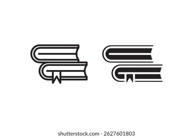 Stack of two closed books icon set Vector
