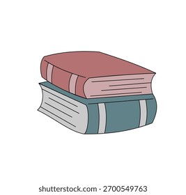 Stack of two closed books, one atop the other. Simple, clean illustration style. Education, reading, and knowledge concept. Neutral background. with intricate details and high visual appeal.