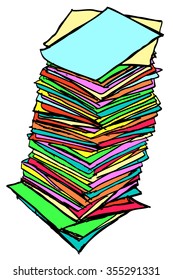 Stack of various color Paper, isolated on white
