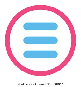Stack vector icon. This rounded flat symbol is drawn with pink and blue colors on a white background.