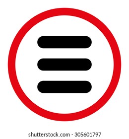 Stack vector icon. This rounded flat symbol is drawn with intensive red and black colors on a white background.