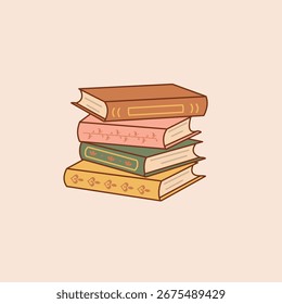 Una pila de libros antiguos vintage sobre fondo aislado. Pila de libros icon.Ilustración vectorial estilo de dibujos animados