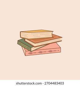 Uma pilha de livros antigos vintage em fundo isolado. Pilha de livros icon.Vetor ilustração desenho animado estilo