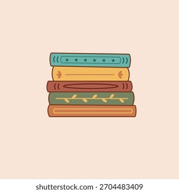 Una pila de libros antiguos vintage sobre fondo aislado. Pila de libros icon.Ilustración vectorial estilo de dibujos animados