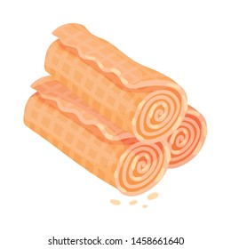 Stack of wafer tubes. Vector illustration on white background.