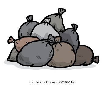 stack of waste bags / cartoon vector and illustration, hand drawn style, isolated on white background.