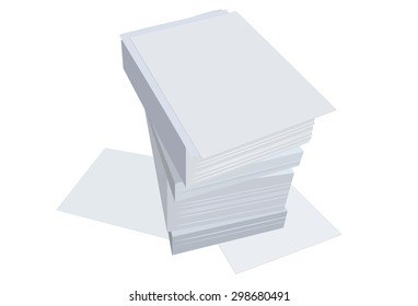 A stack of white paper. Isolated on a white background