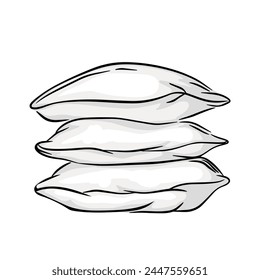 Stack of white pillow isolated on white