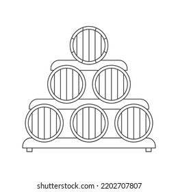 stack of wine or beer barrels, wine cellar- vector illustration