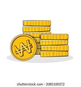 Pila de moneda de la divisa de la ganadora en el estilo de dibujo vector aislado. Concepto de negocio y finanzas. Ilustración de objeto dibujada a mano para su presentación, materiales didácticos u otros como desee.