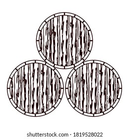stack of wood barrels isolated icon over white background vector illustration line style