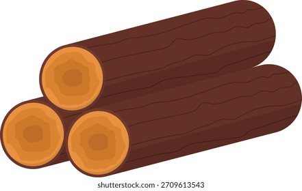 Stack of Wood Logs Flat Illustration (em inglês). Elemento de design de ícone limpo sobre plano de fundo branco isolado