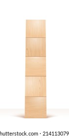 Stack of Wooden Blocks 3d Realistic Vector Illustration. Front Perspective View. Business, Creative or Idea Template. Isolated on White Background