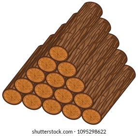 Stack of wooden logs vector illustration