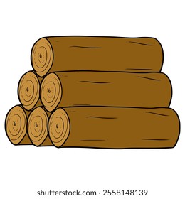 stack of woodpile illustration hand drawn isolated vector