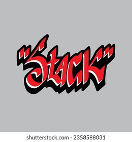Stack is word in handwriting style graffiti design illustration art simple font