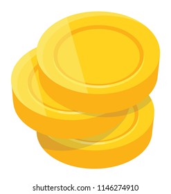 Stack of yellow circles placed over one another, coin stack icon