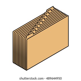 A stack of yellow folders/hanging files with labeling tabs.