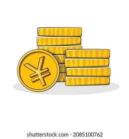Moneda de la moneda de yenes o yuanes en estilo de dibujo vector aislado. Concepto de negocio y finanzas. Ilustración de objeto dibujada a mano para su presentación, materiales didácticos u otros como desee.