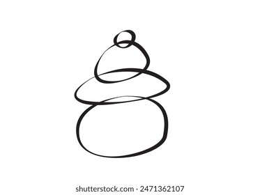 Stack of Zen stones in Line art icon. Abstract editable clip art.